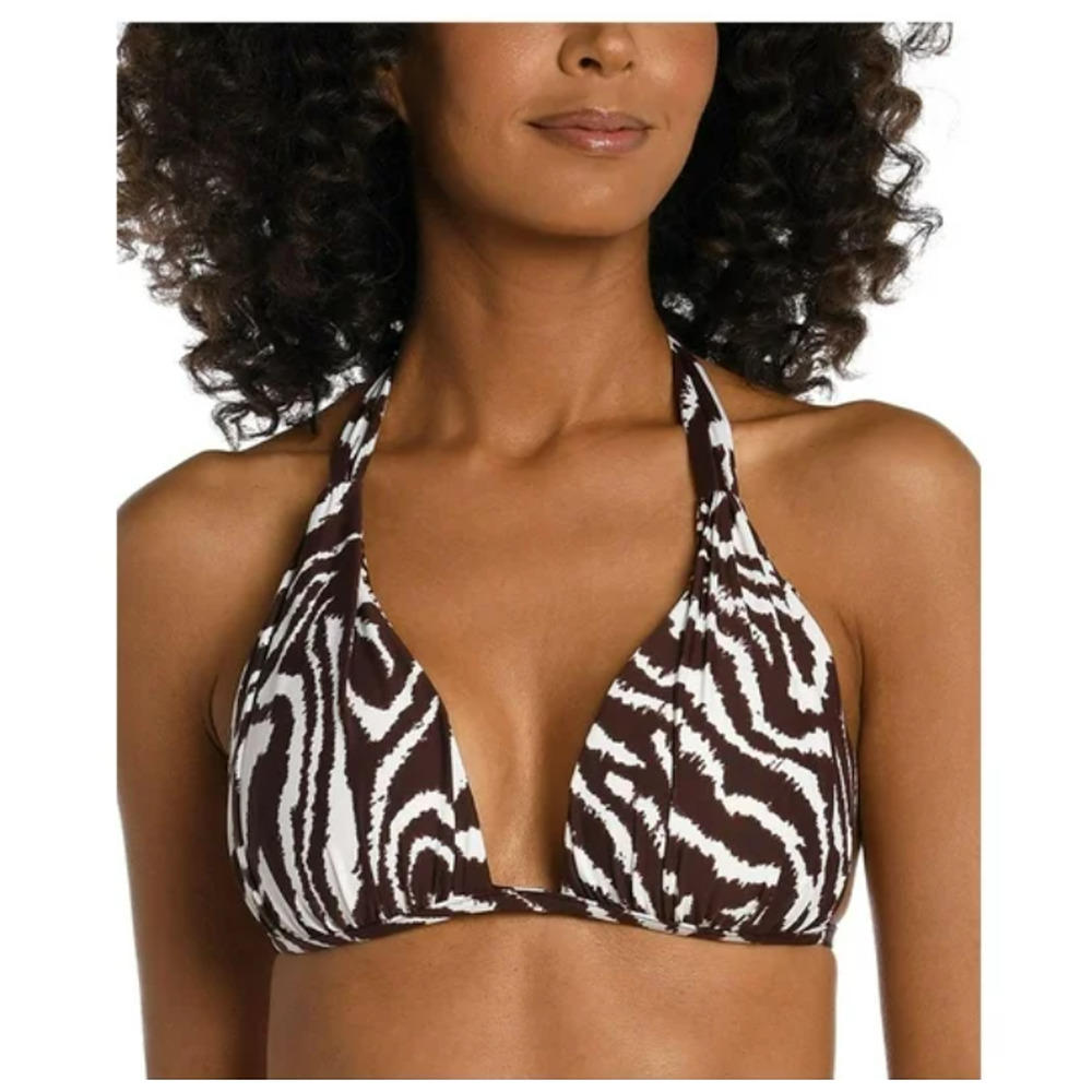La Blanca Womens Printed Reversible Bikini Swim Top Size 10 12611